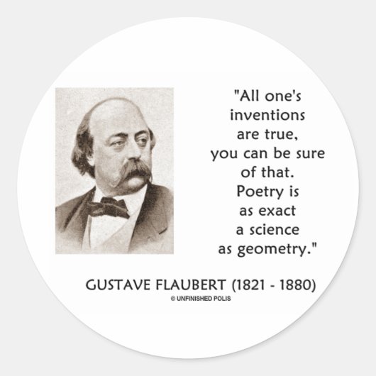 Gustave Flaubert vindt ware poëziewetenschap uit Ronde Sticker (Voorkant)