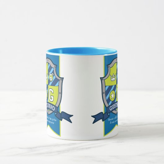 Gustavo letter G crest blauw groen naam betekent m Mok (Midden)