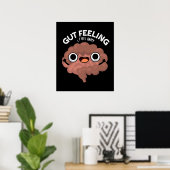 Gut Feeling Funny Anatomine Intestine Pun Dark BG Poster (Thuiskantoor)