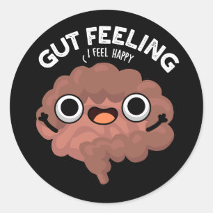 Gut Feeling Funny Anatomine Intestine Pun Dark BG Ronde Sticker