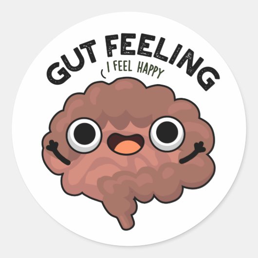 Gut Feeling Funny Anatomine Intestine Pun Ronde Sticker (Voorkant)