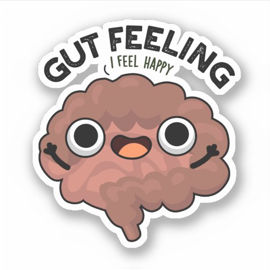 Gut Feeling Funny Anatomine Intestine Pun Sticker (Voorkant)