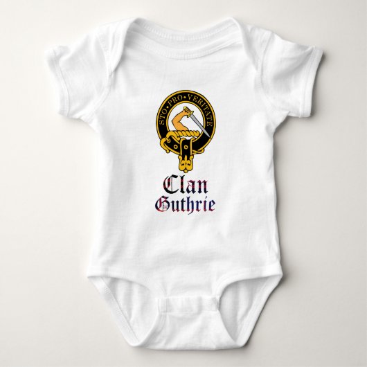 Guthrie schotse krest en tartan clan name romper (Voorkant)