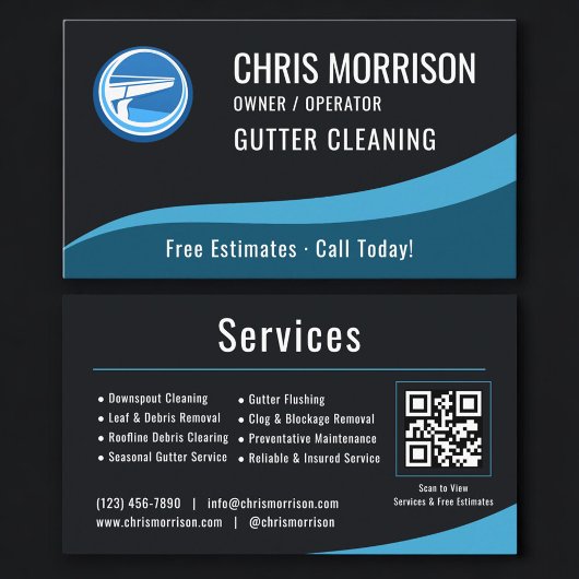 Gutter Cleaning Service QR Code Visitekaartje