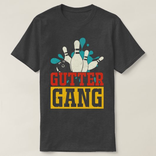 Gutter Gang Funny Bowler Bowling Retro T-shirt (Design voorkant)