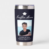 Guy Afstudeerder Modern Afstuderen Aangepaste foto Geïsoleerde Drinkbeker (Voorkant)