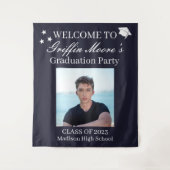 Guy Afstudeerder Modern Afstuderen Custom Foto Wel Wandkleed (Voorkant)