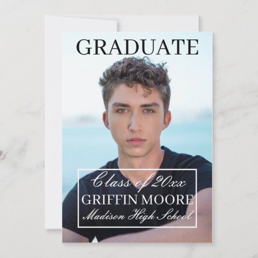 Guy Grad Faire-part de graduation en photo moderne (Devant)