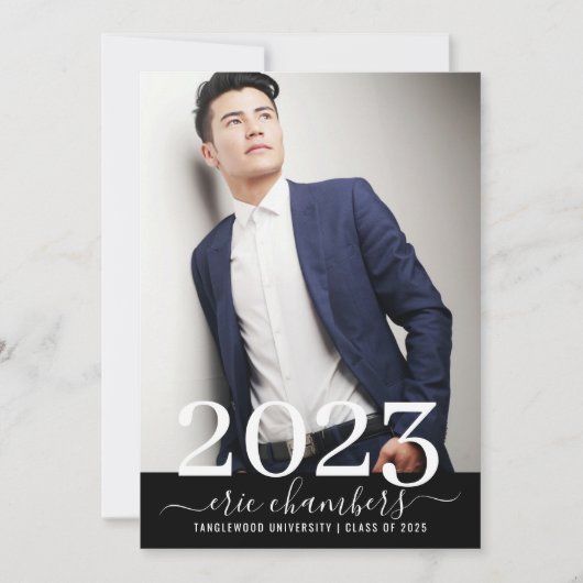 Guy Graduation Party Foto Script Name Kaart (Voorkant)