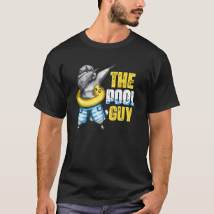 Guy Pool Dabbing Raccoon Vacation Summer Swim T-shirt