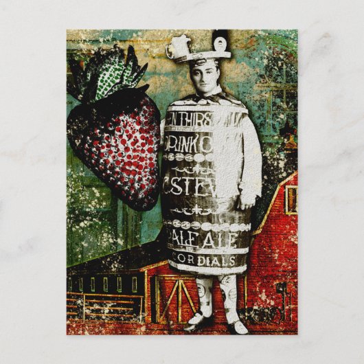 Guy van de aardbeienbeer -  Ephemera Collage Briefkaart (Voorkant)