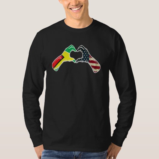 Guyana American USA Flag - USA Guyanese Heart_1 T-shirt (Voorkant)