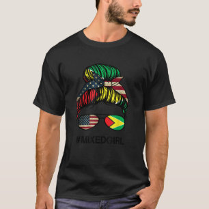 Guyana Amerikaanse vlag VS Guyanese Messy Bun T-shirt