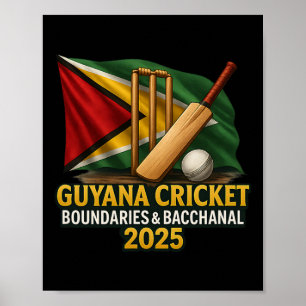 Guyana Caribische Cricket 2025 Grenzen En Kanaal Poster