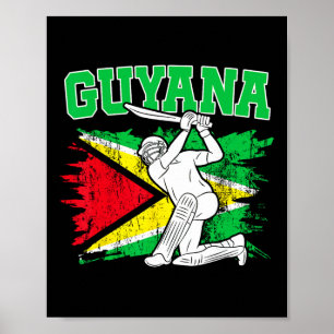 Guyana Cricket Patriottische Vrouw Guyanese Cricke Poster