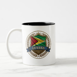 Guyana Erfgoed Crest Caribische Trots Tweekleurige Koffiemok