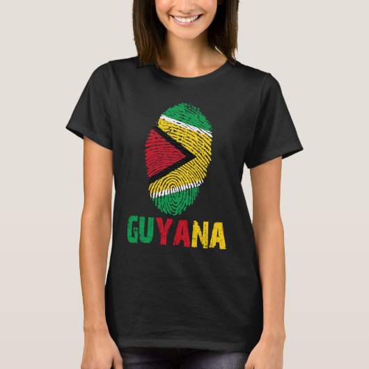 Guyana Finger Print Flag I Love Guyana Travel T-shirt (Voorkant)