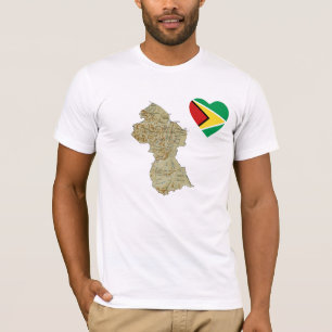 Guyana Flag Heart en Map T-Shirt