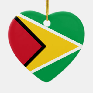 Guyana Flag Heart Keramisch Ornament