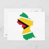 Guyana Flag Map GY Briefkaart (Voorkant / Achterkant)