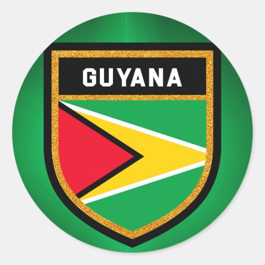 Guyana Flag Ronde Sticker (Voorkant)