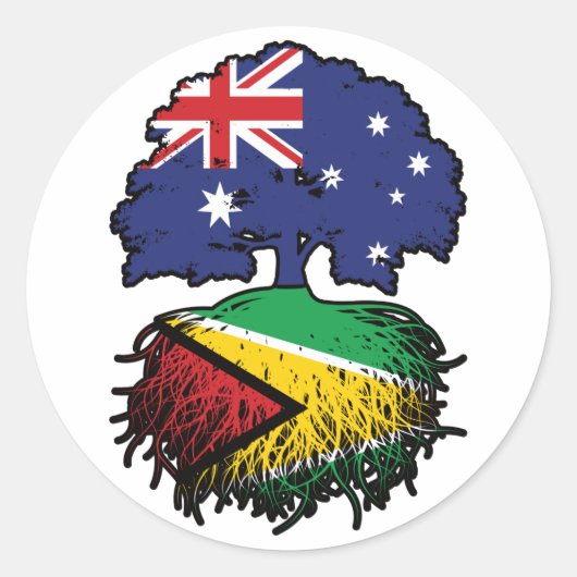 Guyana Guyanese Australia Tree Roots Ronde Sticker (Voorkant)