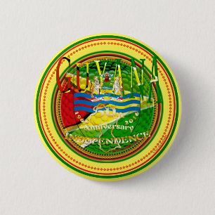 Guyana, Happy 50th Jubileum of Independence "Lo Ronde Button 5,7 Cm