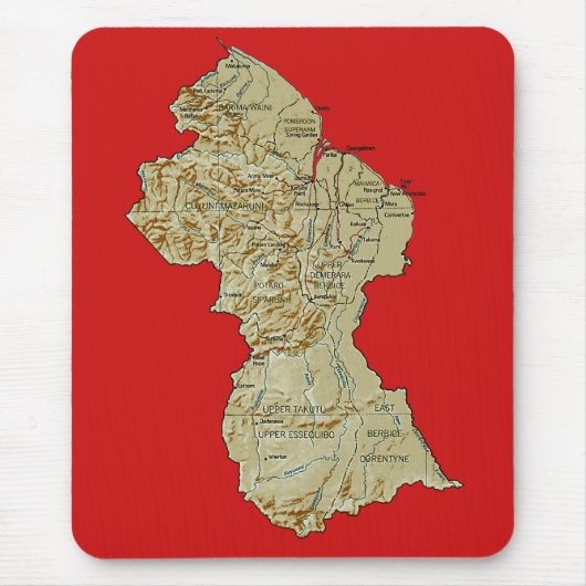Guyana Map Mousepad Muismat (Voorkant)