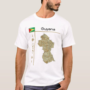 Guyana Map + Vlag + Titel T-Shirt