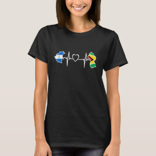 Guyana Nicaragua Flag Guyanese Nicaraguan Heartbea T-shirt