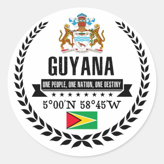 Guyana Ronde Sticker (Voorkant)