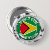 Guyana Round Emblem Ronde Button 7,6 Cm (Voorkant /achterkant)