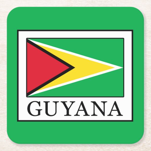 Guyana Vierkante Kartonnen Onderzetter (Voorkant)