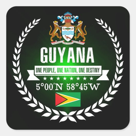 Guyana Vierkante Sticker (Voorkant)