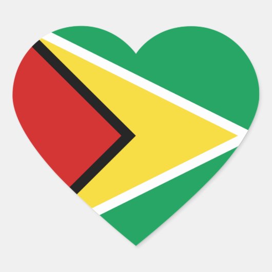 Guyana Vlag Hart Sticker (Voorkant)