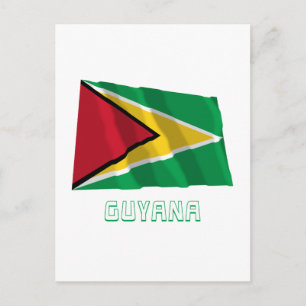 Guyana Waving Flag met naam Briefkaart