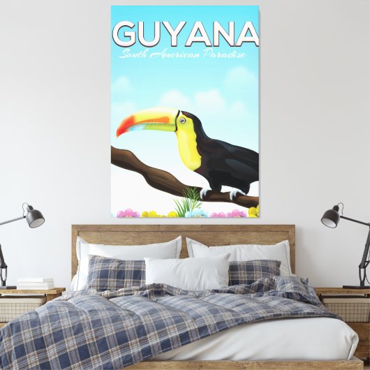 Guyana Zuid-amerikaans paradijsreisposter Canvas Afdruk (Insitu (Slaapkamer))