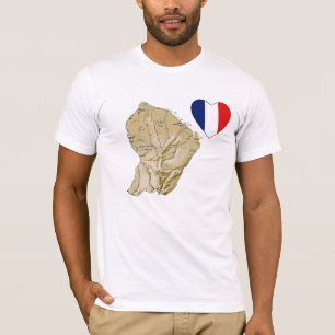 Guyane Flag Hart en kaart T-shirt