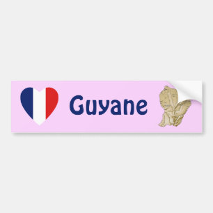 Guyane Flag Heart + Map Bumpersticker