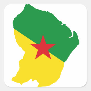 Guyane Flag Map GF Vierkante Sticker