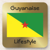 Guyane Flag+Text Onderzetter (Voorkant)