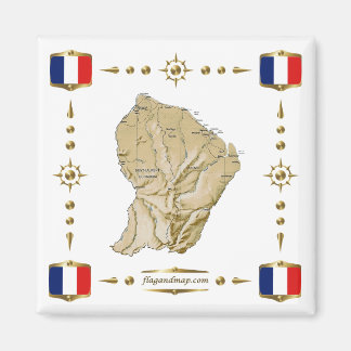 Guyane Map + Flags Magnet Magneet