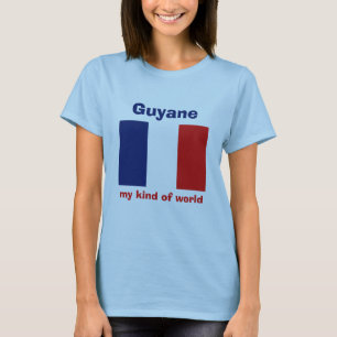 Guyane Vlag + Kaart + Tekst T-shirt