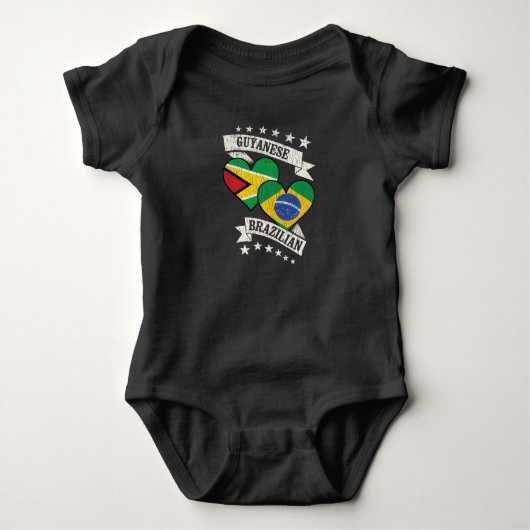 Guyanese Braziliaanse hartvlaggen Guyana Brazilië Romper (Voorkant)