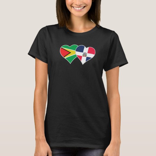 Guyanese Dominican Flag Heart Guyana Dominican Rep T-shirt (Voorkant)