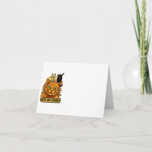 Guys Am I Cooked? Funny Cat Meme Panic Reaction Bedankkaart (Voorkant)