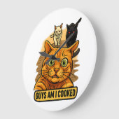 Guys Am I Cooked? Funny Cat Meme Panic Reaction Grote Klok (Hoek)