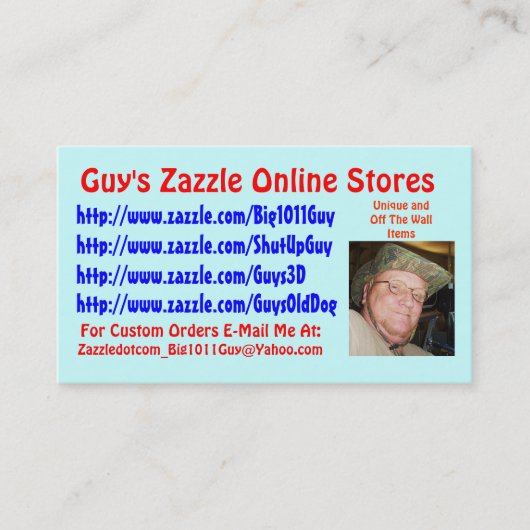Guy's Zazzle Visitekaartje (Voorkant)