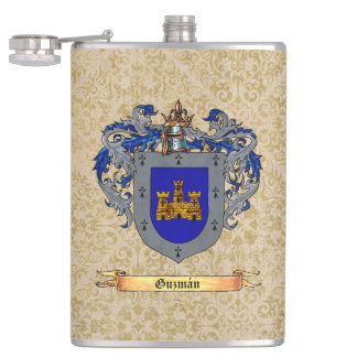 Guzman Surname Shield of Arms Heupfles