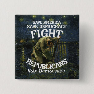 GVERNUR FBI FEMA STEM DEMOCRATISCHE PARTIJ 2026 20 VIERKANTE BUTTON 5,1 CM